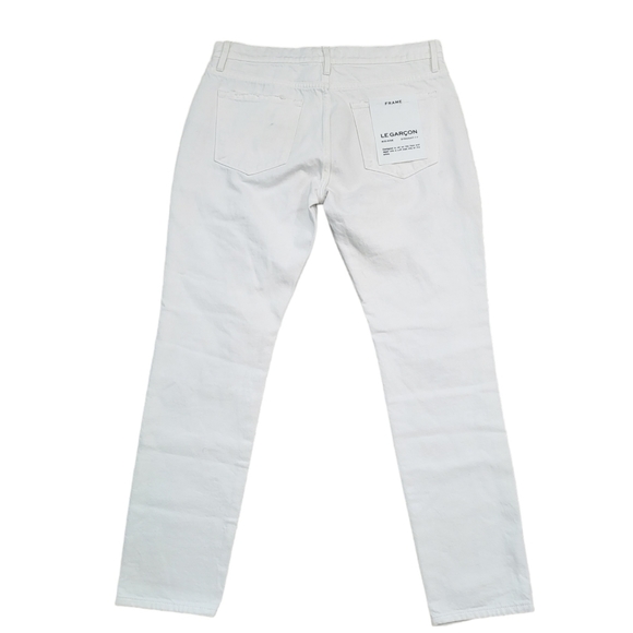 Frame Le Garcon Mid-Rise Straight Fit in Rumpled Blanc Rips Size 27 NWT - Picture 4 of 8